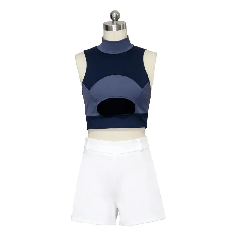 kpop Korean Celebrity show black hip hop short vest lapel jacket coat tops+sexy High waist mini skirts slim shorts women outfits