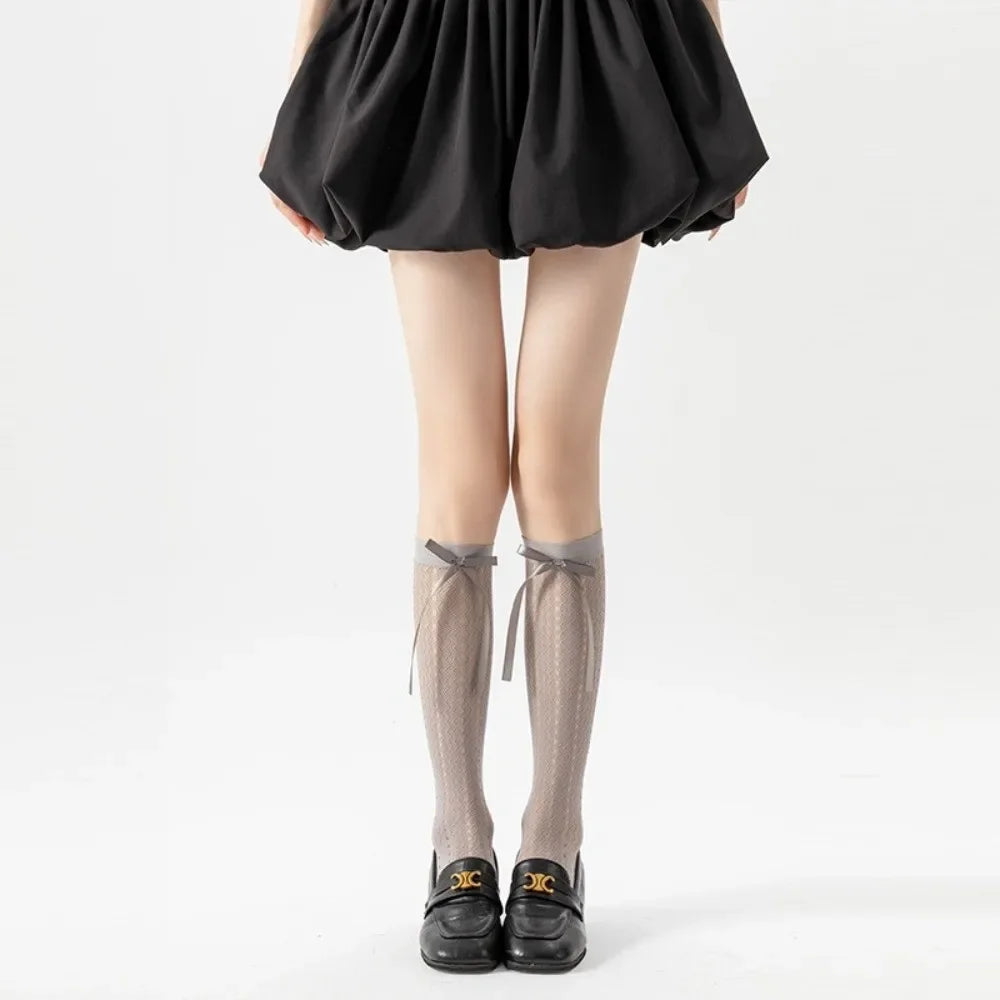 Sexy Solid Color Women's Stockings Lace Hollow out Pile Calf Socks Thin Korean Knee Highs Socks Girl Stockings