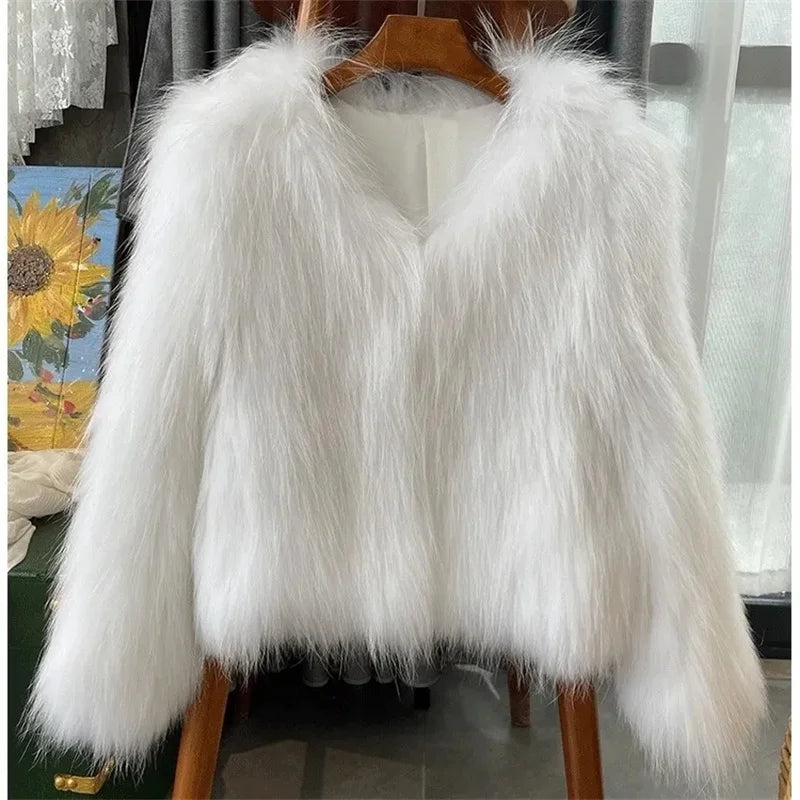 2025 Autumn/Winter New Imitation Fur Coat for Women Short Slim Young Style Hairy Coat Thicken Outer Wear Female Short Fur Coats