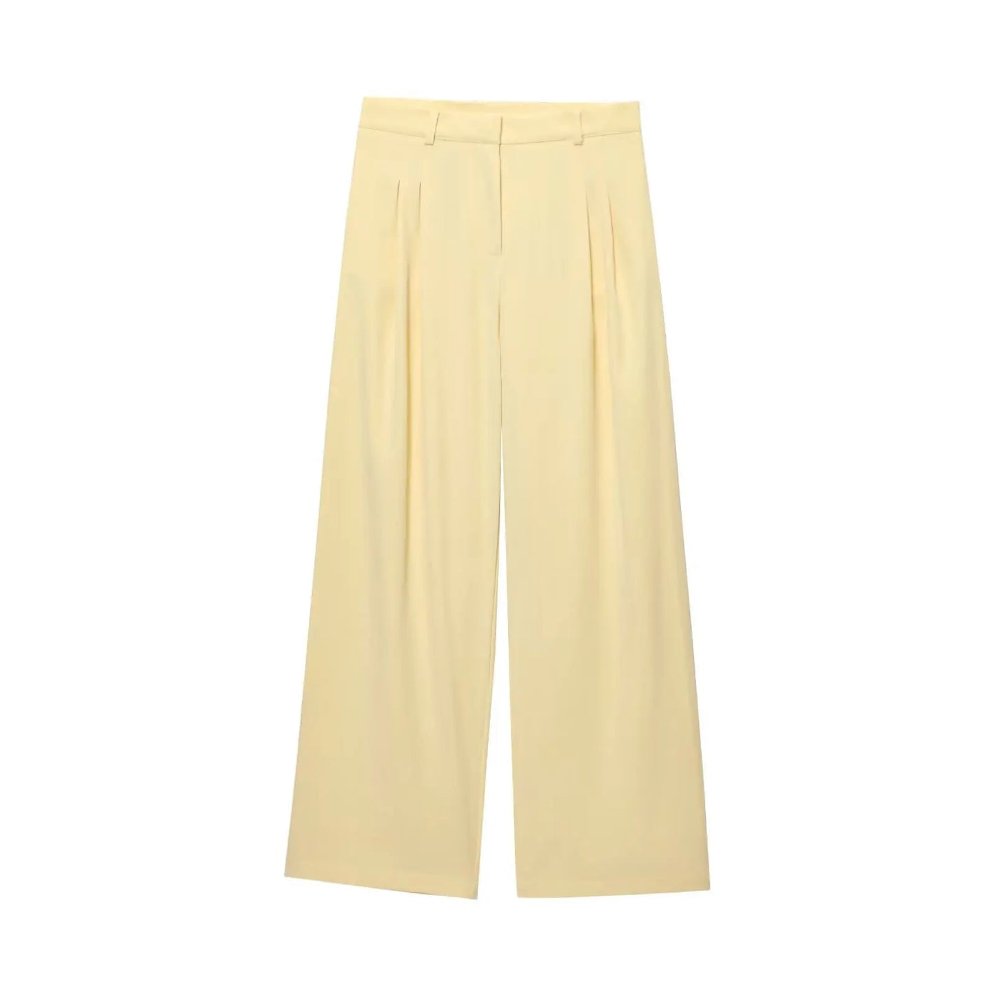 HH 2024 Female Elegant 2 Piece Solid Set High Waist Straight Trousers+Sleeveless Halter Vest Tops Chic Commuting Suit