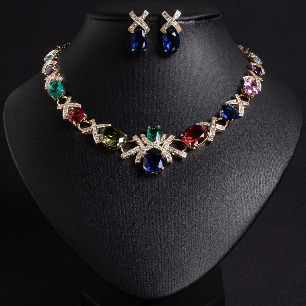Oil Painting CZ Necklace & Earrings Jewelry Set | Inspired by Esra Bilgiç