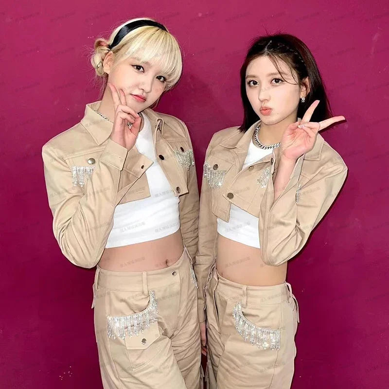 Kpop Crop Top & Cargo Pants Set | Inspired by Wonyoung