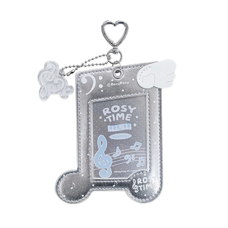 Musical Photocard Holder PU Leather Photo Card Sleeves Photo Album Backpack Charms Kpop Card Binder Cover Photo Card Keyring