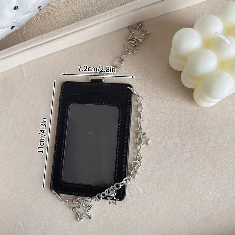 Kpop Photocard Holder PU Leather Photo Card Holder Idol Photocards Cover ID Card Sleeves Bag Charms Keychain Photo Album