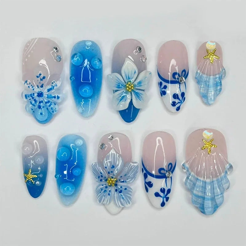 24Pcs Almond Press on Fake Nails Wearable Red Purple Blusher Halo Design False Nails Acrylic Full Over Simple Fashion Nail Tips