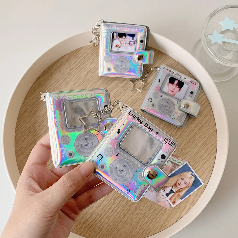 INS Fashion Sparkling 2-inch Photo Album Mini Cute Girl Idol Photo Storage Pendant Stars Card Book Keychain Photo Frame Student