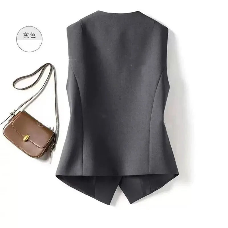 Women's Vest Jacket 2026 Spring Autumn New Fashion Ladies Sleeveless Elegant Temperament Female Waistcoat Coat Outerwear
