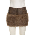 Vintage PU Leather Patchwork Furry Mini Skirt | Inspired by Sophia