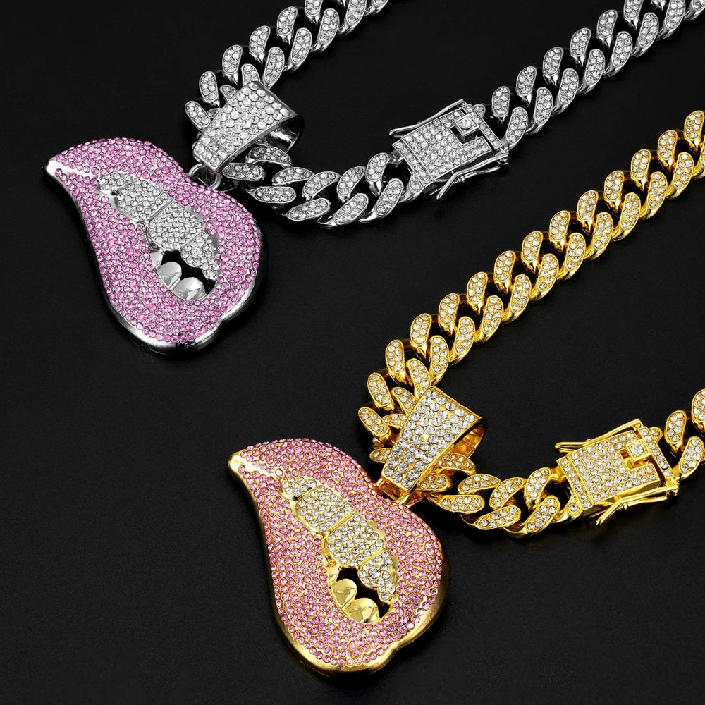 Iced Out Lip Pendant Necklace | Inspired by Özlem