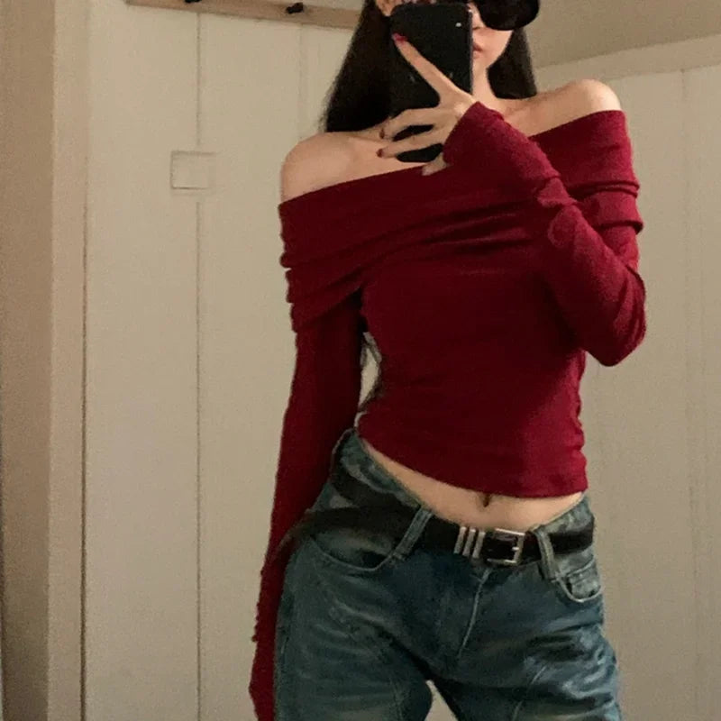 Off Shoulder Knit Crop Top | Suzy