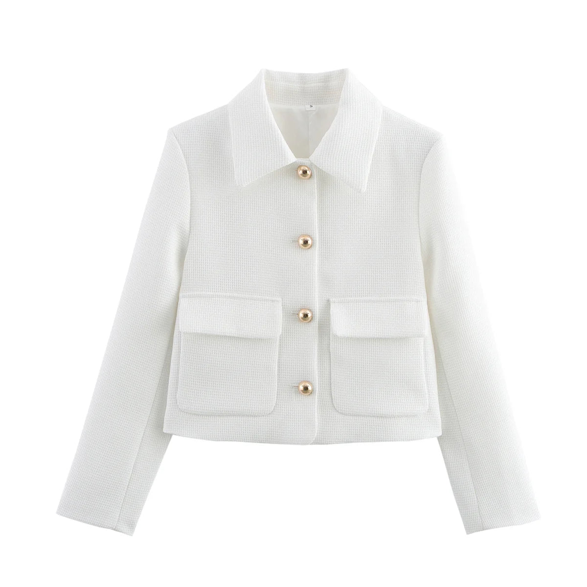 Zevity New Women Fashion Double Pockets Patch White Casual Coat Office Lady Long Sleeve Buttons Outwear Jacket Tops CT7365