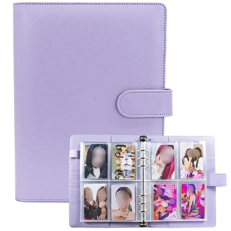 Kpop Photocard Binder with 25 pages 4-Pocket Card Collector Album with 200 Card Slots PU Leather Cover Organizing Cards