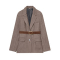 Slim V-Neck Single Breasted Sash Blazer Coat | Inspired by Esra Bilgiç