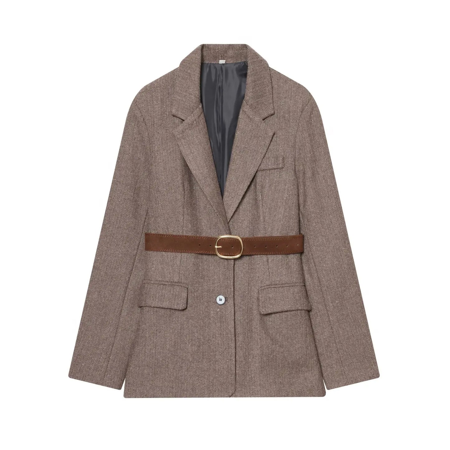 New Women's Jackets Blazers Spring 2026 New Fashion Khaki Slim V-neck Office Blazers Chic Elegant Young Women's Warm Coats