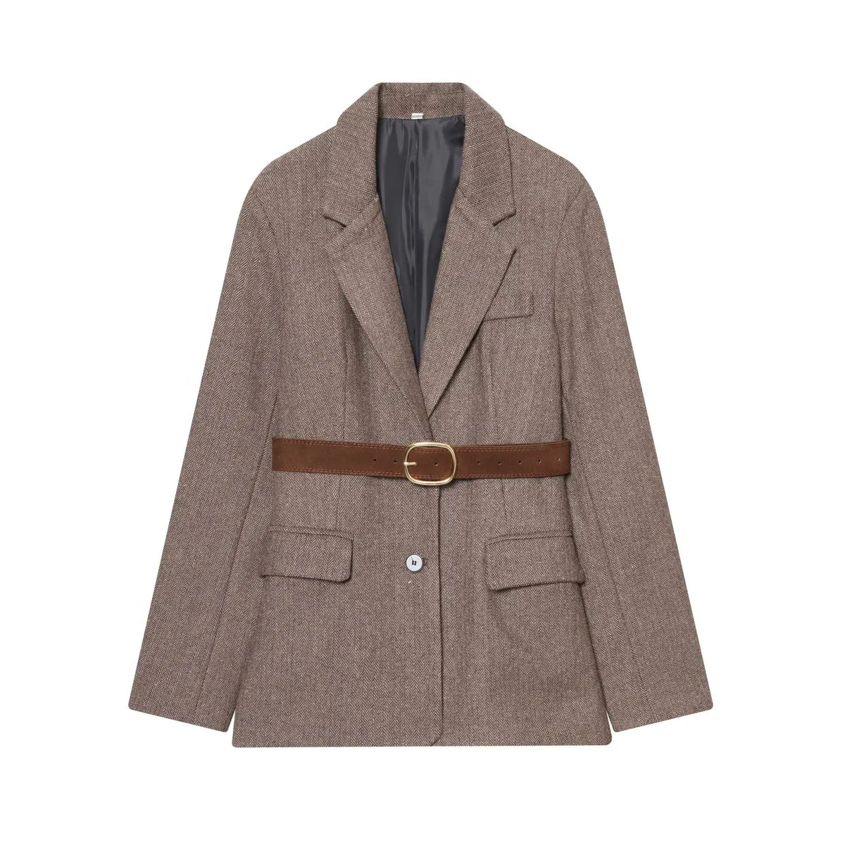 Slim V-Neck Single Breasted Sash Blazer Coat | Inspired by Esra Bilgiç