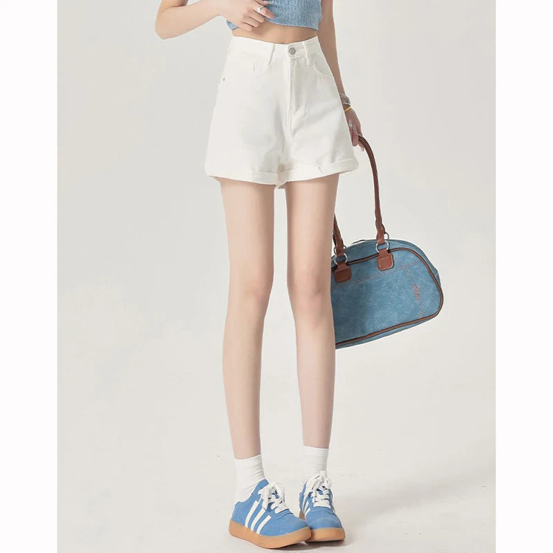 Korean High Waist Slim Denim Shorts | Inspired by Neslihan Atagül