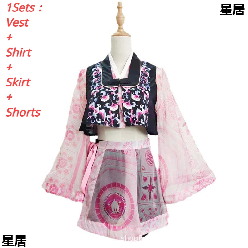 Kpop Jennie  Singers Jazz Dance Women Pink Concert Outfit Jazz Dancewear Festival Stage Costume Nightclub Hot Girl Rave Clothing