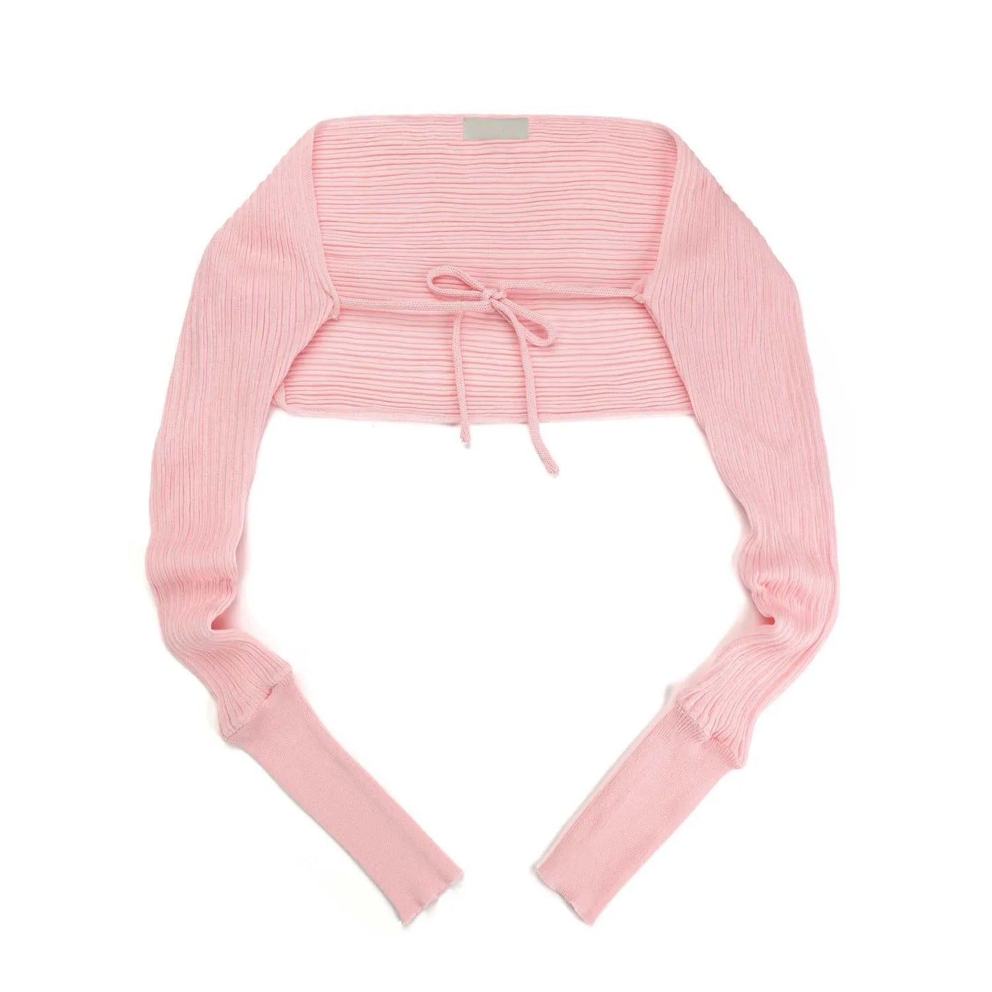 Designer Drawstring Knit Cardigan Women Summer Long Sleeve Layering Mesh Cover-Up
