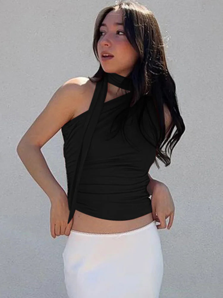 Backless Off-Shoulder Halter Crop Tank Top | Inspired by Winter