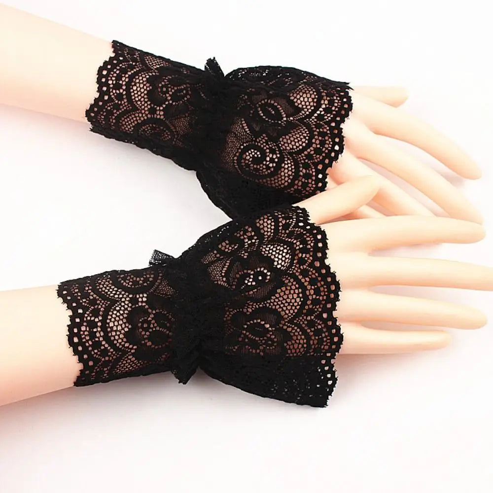 1Pair Sun Protection Arm Cover Scar Cover Sweater Decorative Detachable Sleeve Cuffs Fake Sleeve Lace Cuffs Ruffles Elbow Sleeve