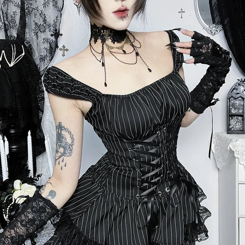 Lolita Striped Corset Mini Dress | Inspired by Zeynep Oktay