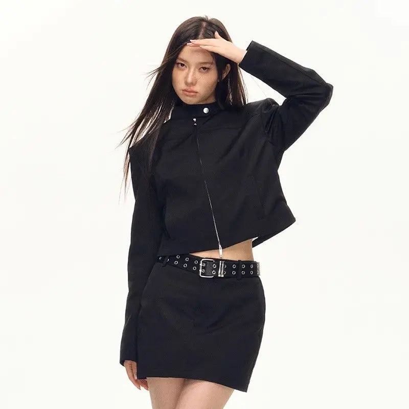 American Retro Jacket Casual Women Long Sleeve Sweatshirt Vintage Gothic Jacket Y1K Punk Style Coat Fit Autumn Female Clothing