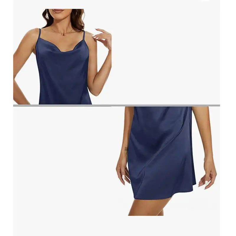 Solid Silky V-Neck Sleeveless Mini Nightgown | Inspired by Neslihan Atagül