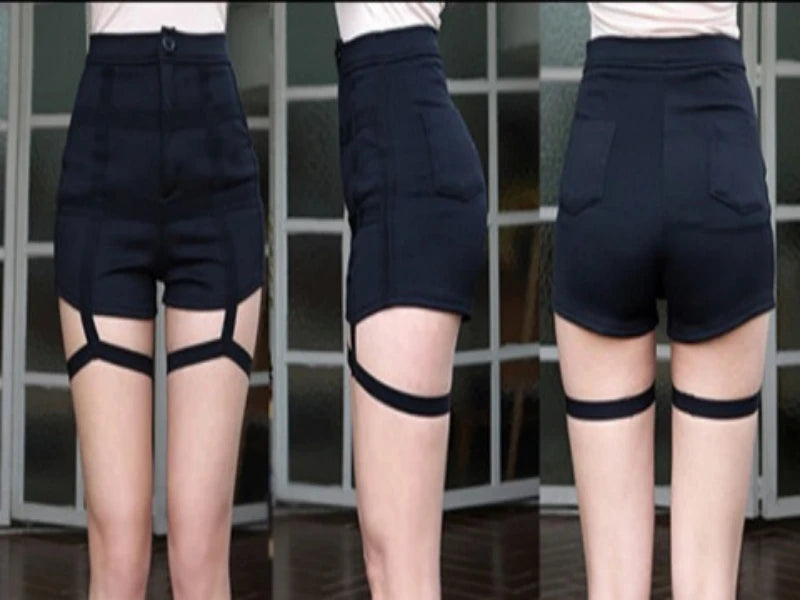 Kpop Girl Group LISA Women Dancer Sexy Hot Girl Outfits Hip-Hop Street Dancewear Korean Jazz Costume Black Elastic Tight Shorts