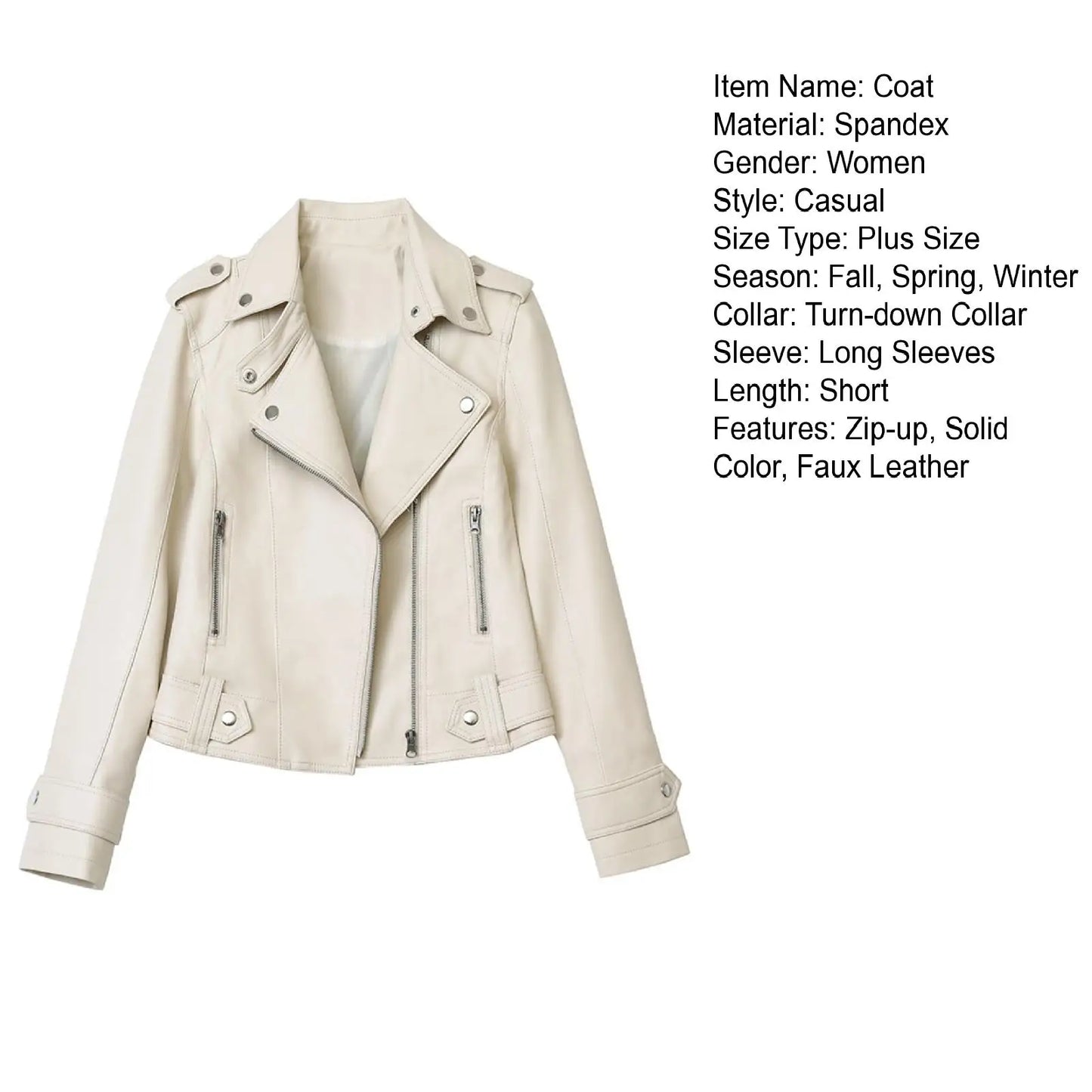 Autumn Short Jacket Solid Female Moto Biker Jackets Thin Ladies Cool Faux Leather Jacket Slim Short Leather Outwear