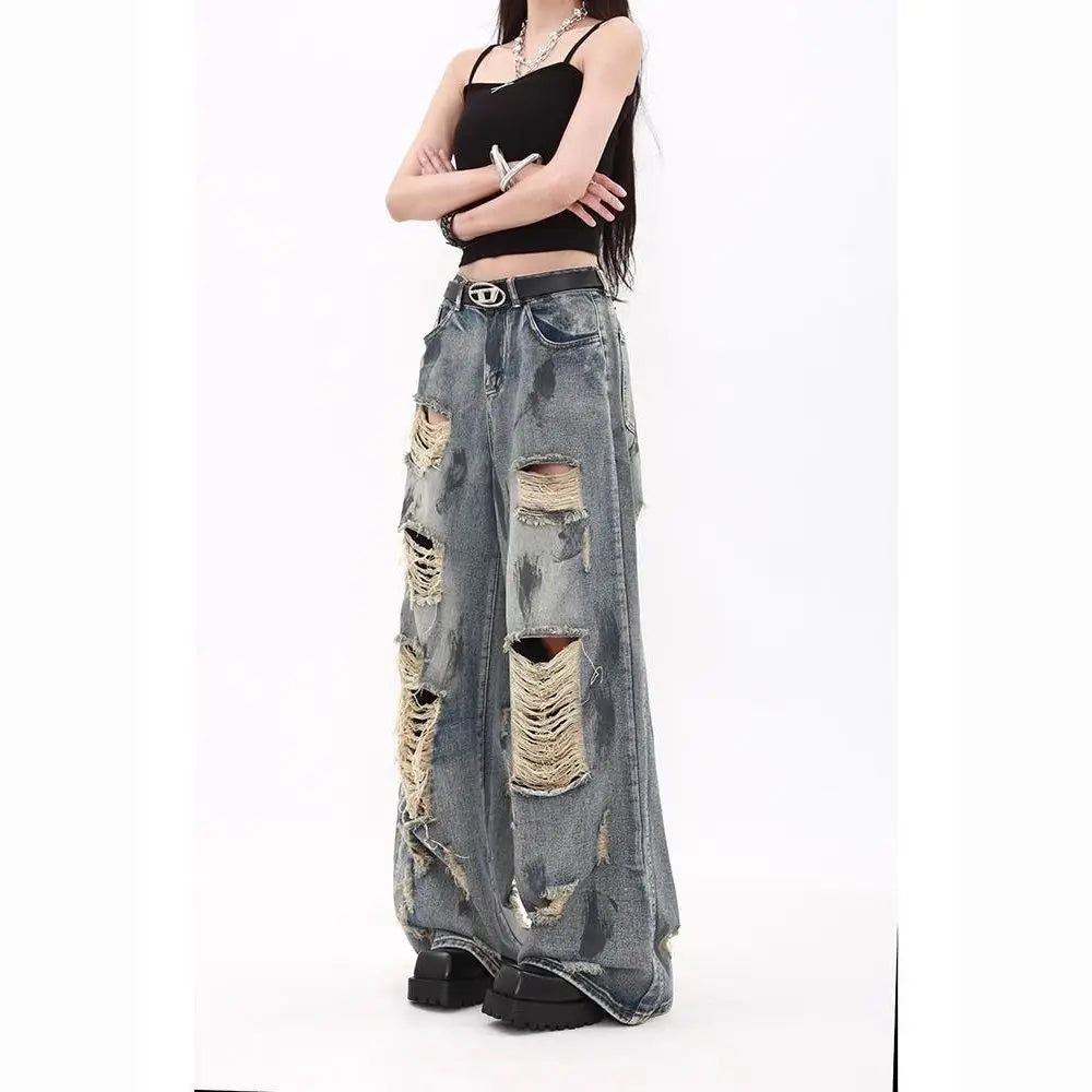 Ripped High-Waist Wide-Leg Jeans | Inspired by Lara