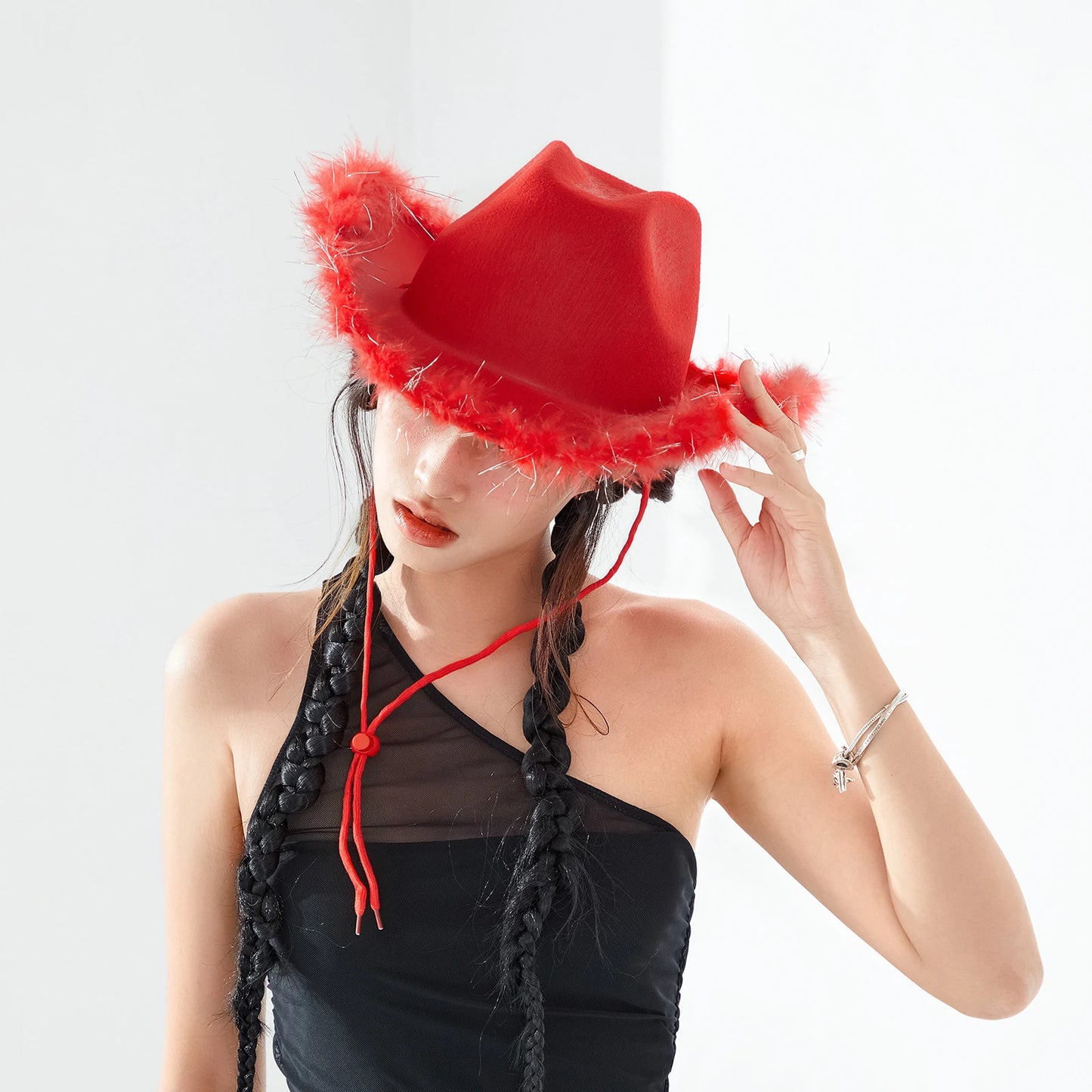 Wide Brim Furry Trim Cowboy Hat | Inspired by Zeynep Oktay