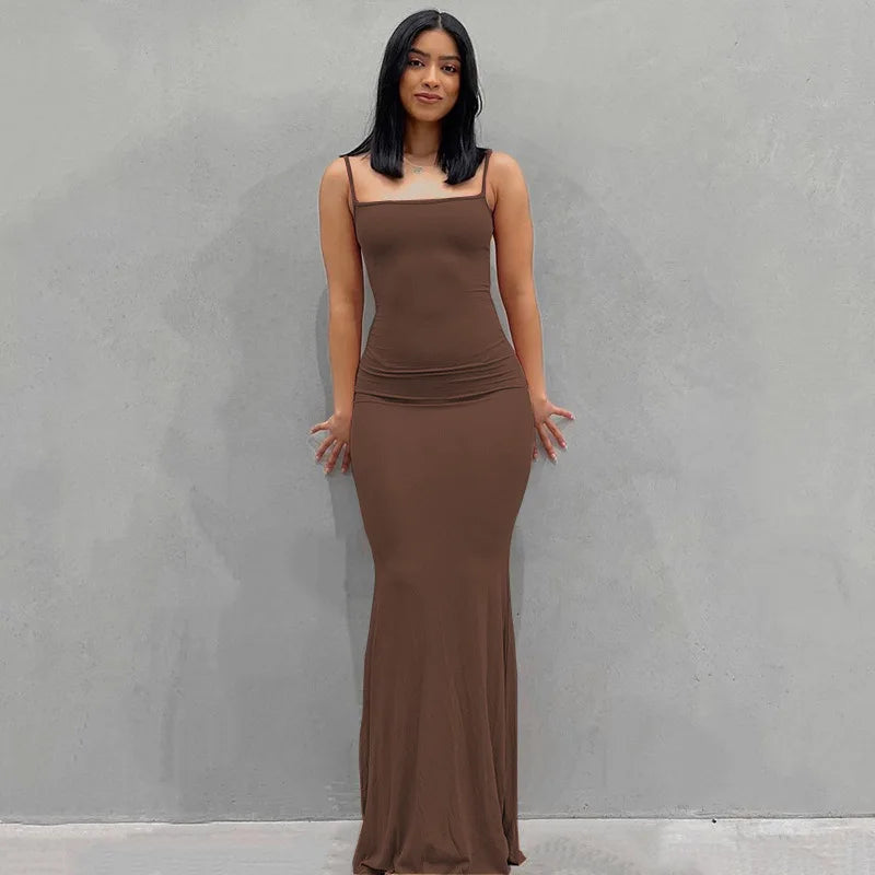 Suspender Collarless Dress | Asli