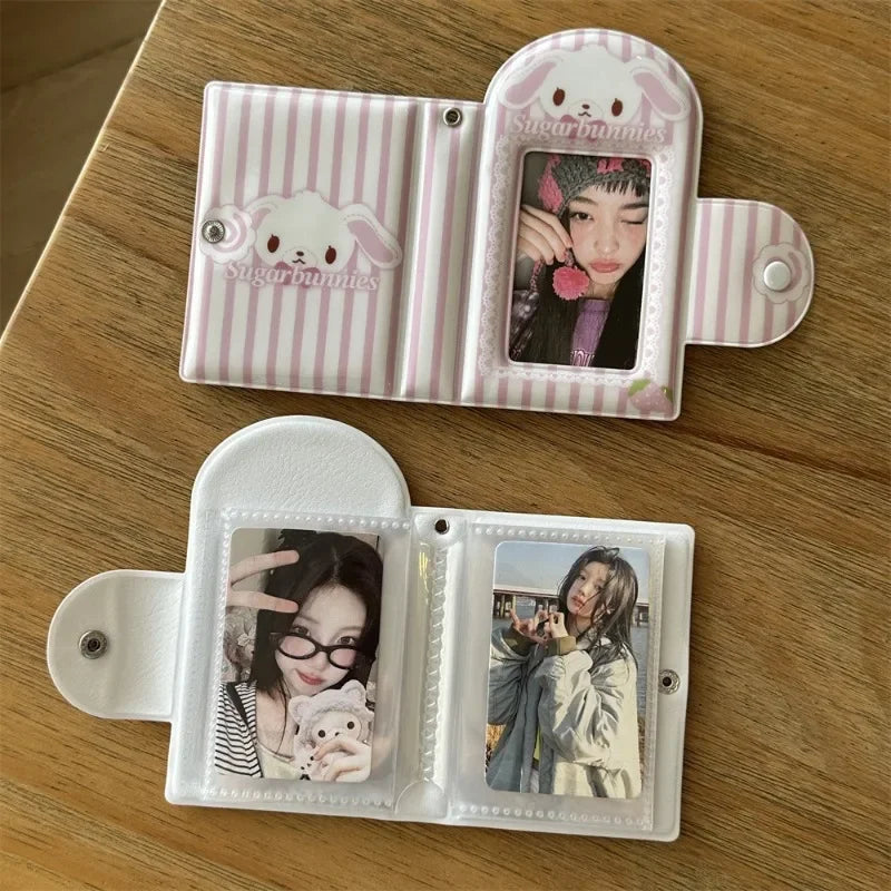 3 Inch Kpop Binder Photocard Holder Keychains Bunny Sleeves Instax Mini Photo Album for Photographs Korea Idol Card Collect Book