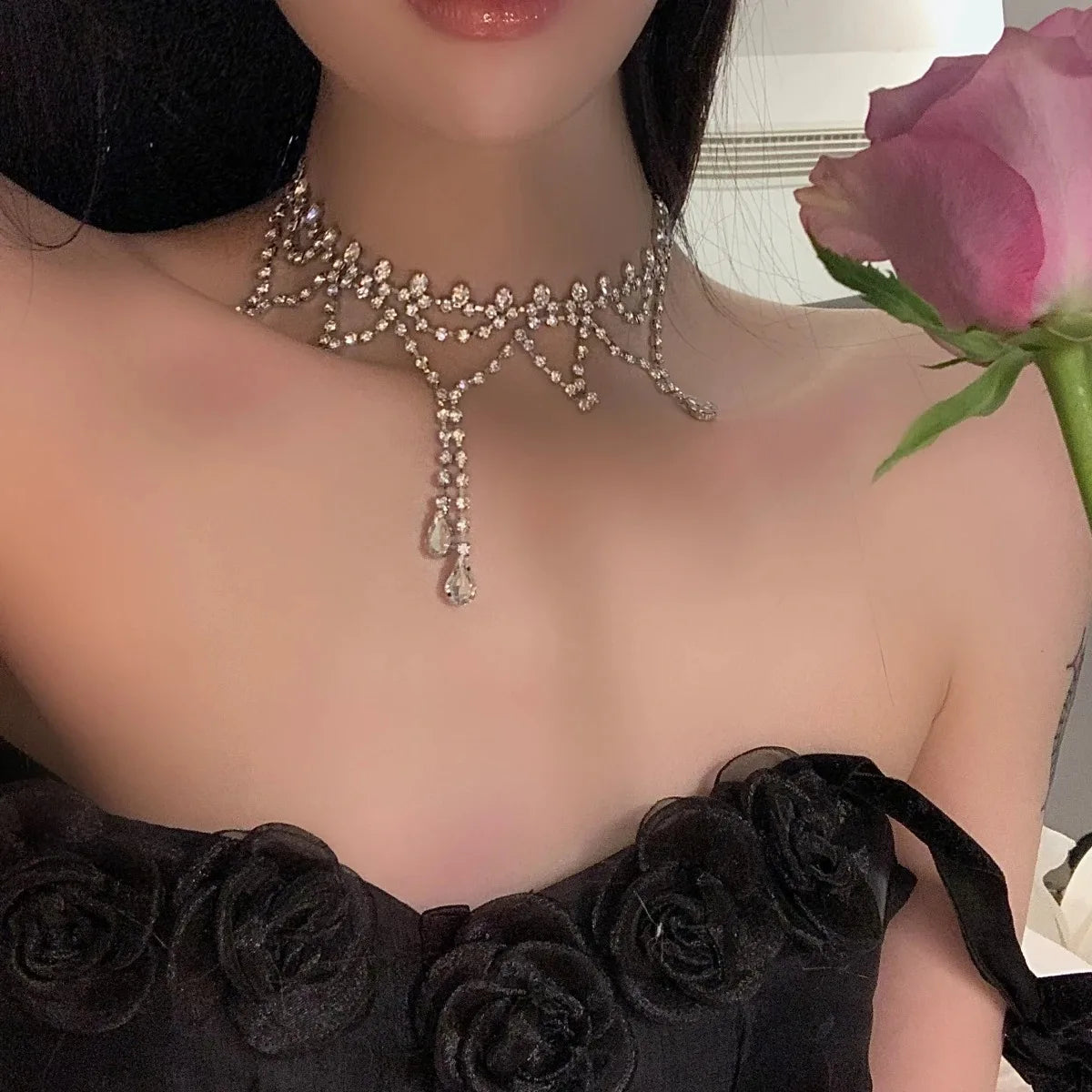 New exquisite zircon necklace temperament fairy choker accessories sweet cool women's chain collar women's clavicle chain