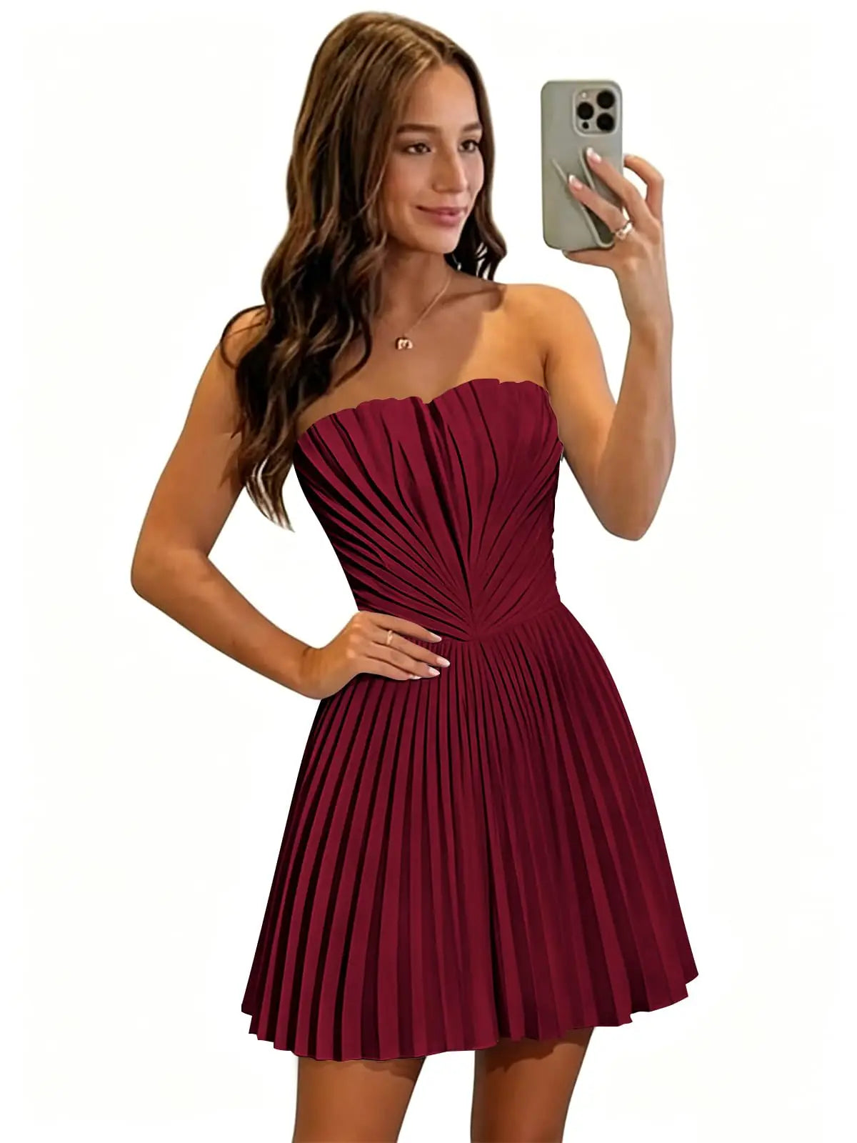 Customized Satin Pleated Short Homecoming Dresses For Teens 2026 Short Strapless A-Line Mini Cocktail Party Dresses