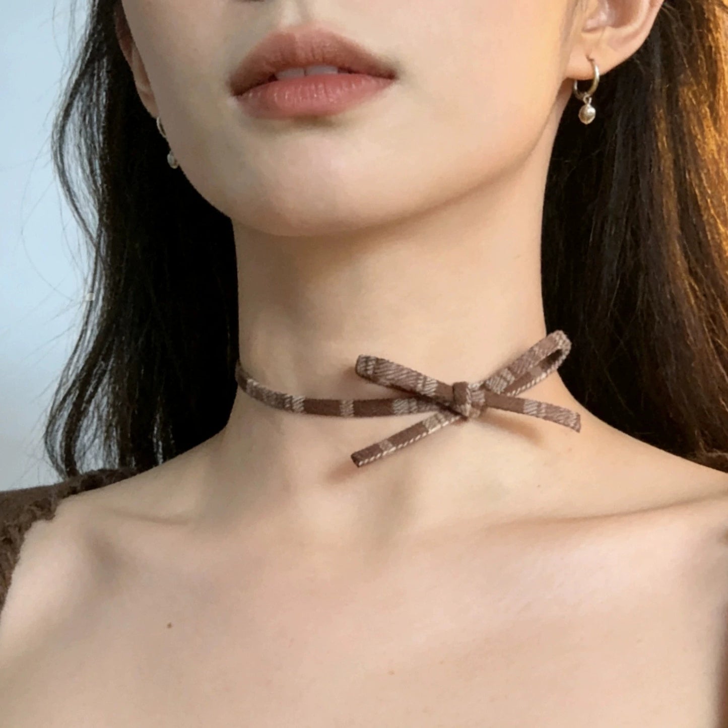 New Vintage Butterfly Bowknot Flower Love Heart Pendant Brown Choker Necklace Jewelry For Women Trendy Neck Charm Accessories