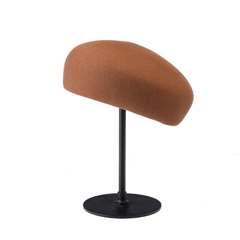 New Britain Elegant 100% Wool Felt Blocked Berets for Women Kids Bread Pumpkin Fedoras Ladies Autumn Winter Simple Painter Hat