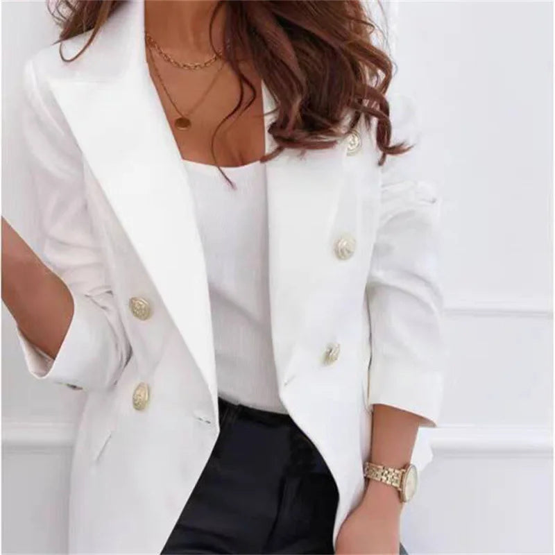 Spring 2025 Women's Casual Style Polyester Suit Jacket Korean Version White Enhancing British Style Slimming Effect