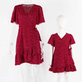 Polka Dot Ruffle Trim Short Sleeve Mini Dress Mother & Daughter Matching Set | Inspired by Beren Saat