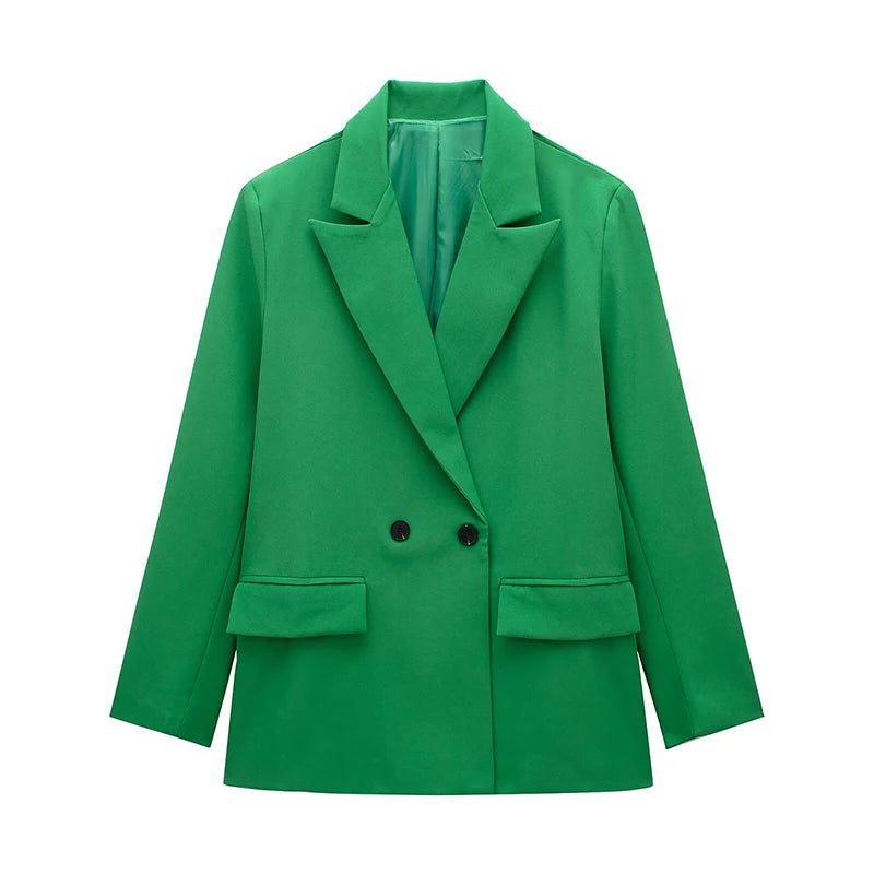 Double Breasted Notched Collar Loose Blazer with Pockets | Inspired by Neslihan Atagül
