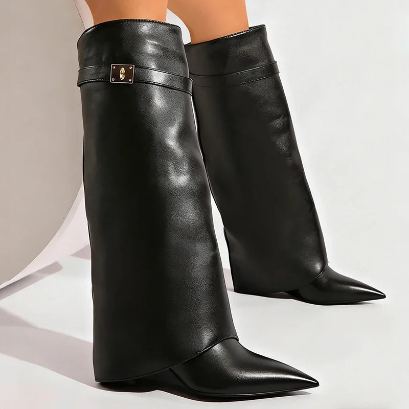 PU Leather Knee High Boots | Meri
