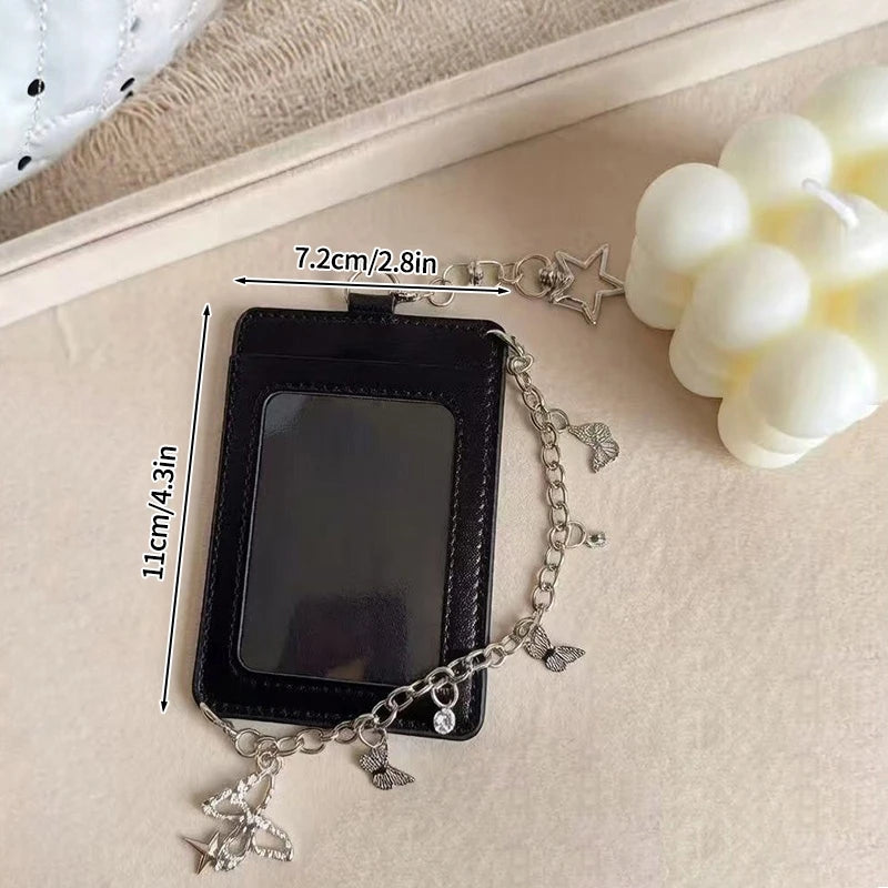 Kpop Photocard Holder PU Leather Photo Card Holder Idol Photocards Cover ID Card Sleeves Bag Charms Keychain Photo Album
