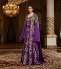 Purple Ottoman Caftan Satin A-Line Evening Dress with Appliqués | Inspired by Meryem Uzerli