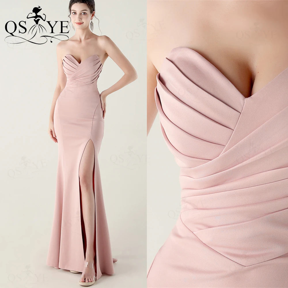 Off-Shoulder Ruched Bodice Mermaid Satin Floor-Length Prom Gown with Slit | Inspired by Beren Saat