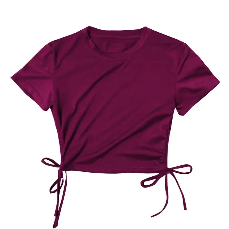 Sexy Fitness Sportswear Top Women's Short Sleeve Running Tight T-shirt Cross-Border Multicolor Breathtaking Gymnastics Shirt
