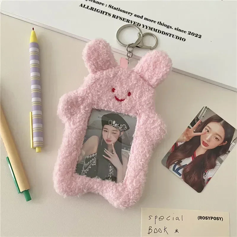 Kawaii Plush Photocard Holder Keychain