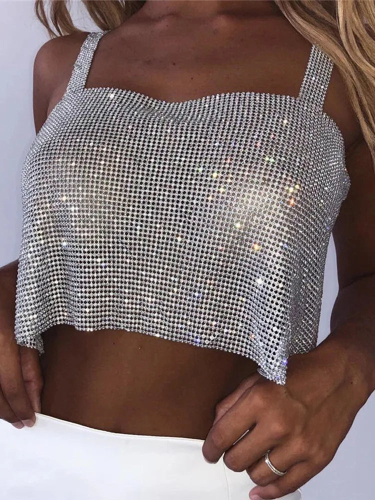 Rhinestone Backless Cami Crop Top | Inspired by Hilal