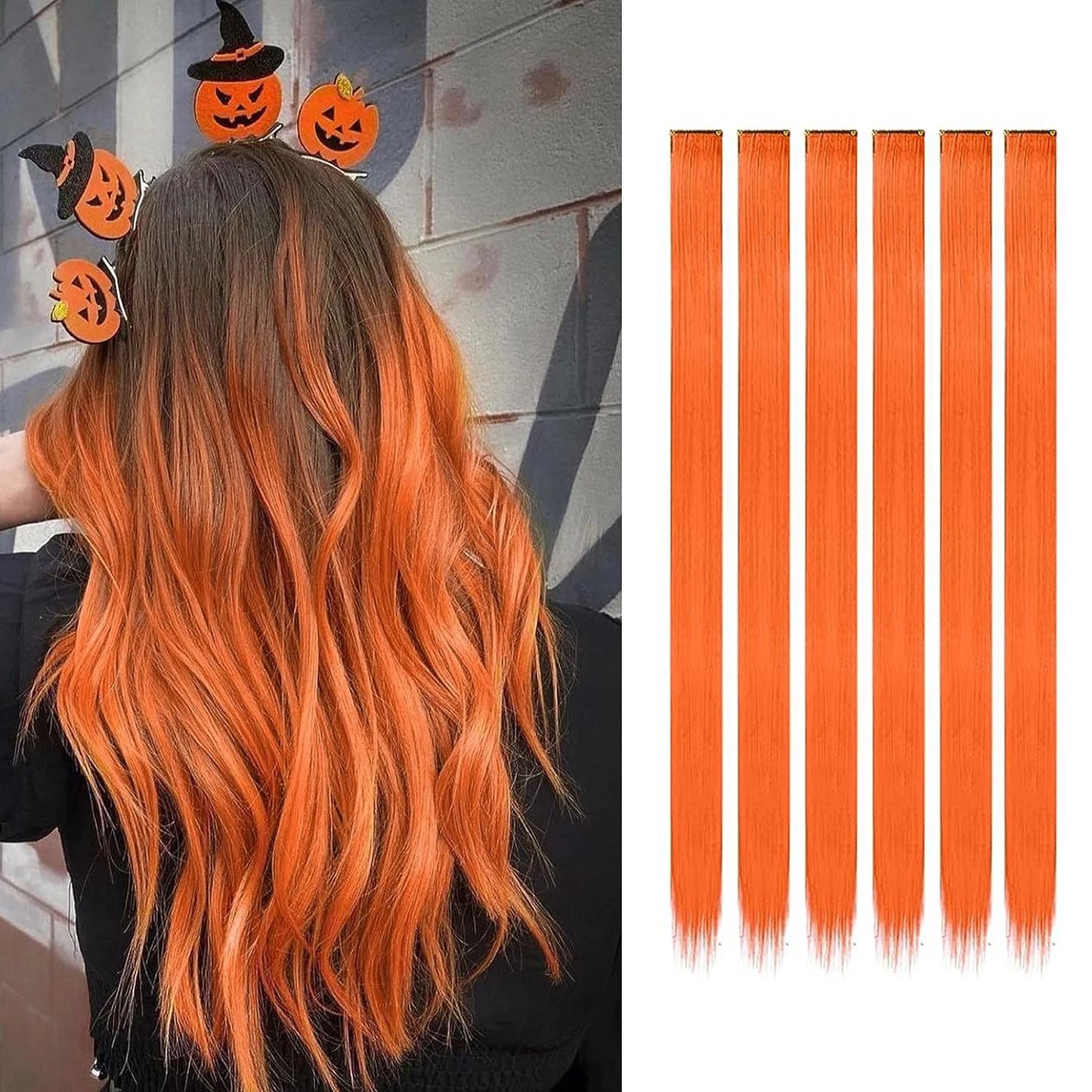 Clip in Hair Extensions Colored Party Highlights 22 inches 6pcs/pack Multi-colors Straight Hair Synthetic Hairpieces Royal Blue