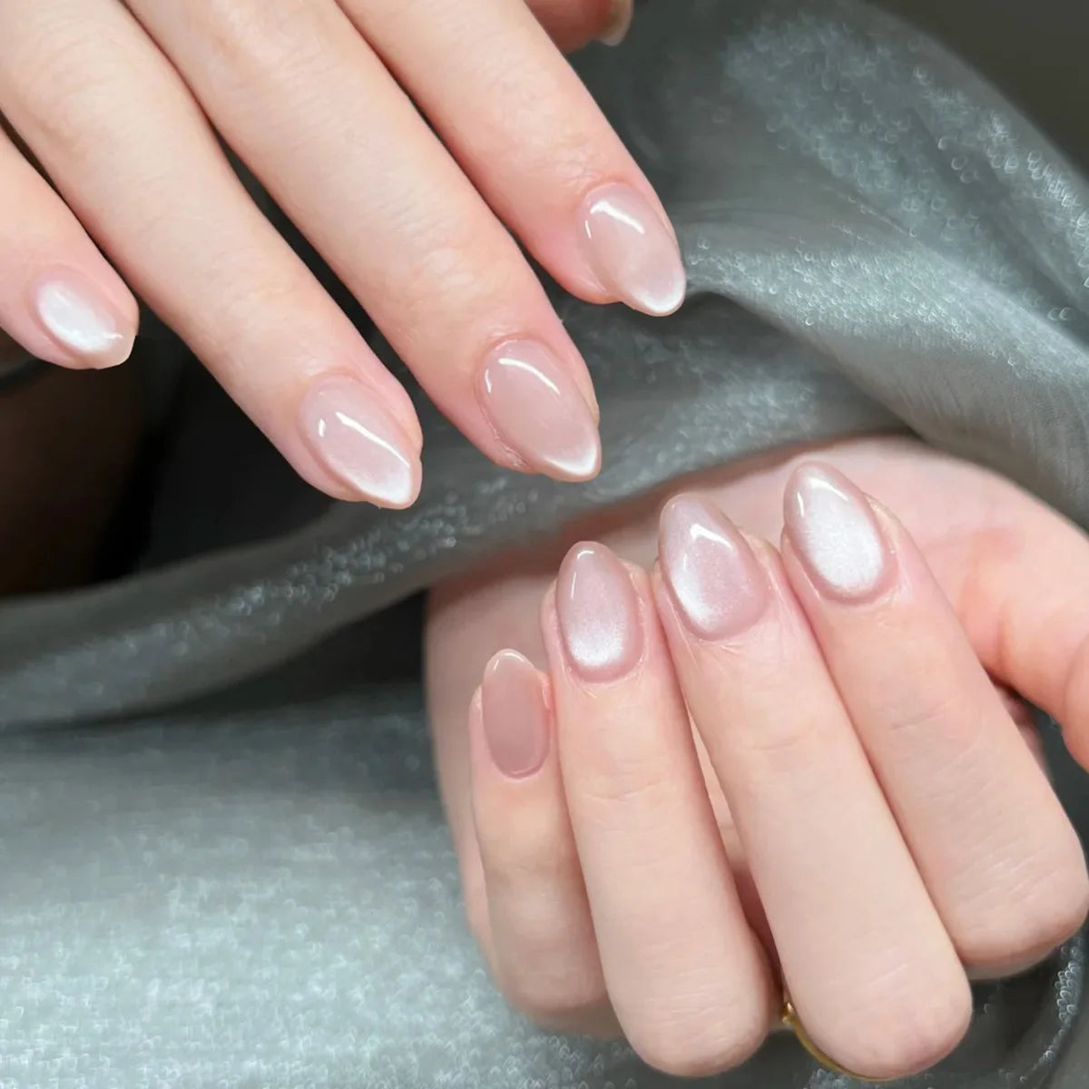 24Pcs Almond Press on Fake Nails Wearable Red Purple Blusher Halo Design False Nails Acrylic Full Over Simple Fashion Nail Tips