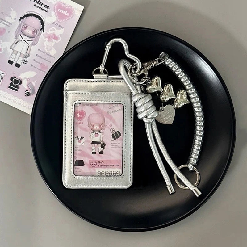 PU Leather INS Card Holder Kpop Photo Cards Sleeves Idol Card Display ID Card Cover 3inch Photocard Protective Cases Keychain